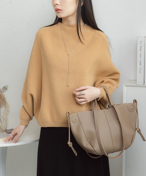 MAISON DE THERESE(メゾン ド テレーズ)の「ドルマンスリーブ クルーネックニット(ニット/セーター・レディース・レッド/グリーン/ベージュ/モカ・S)」の10枚目の写真