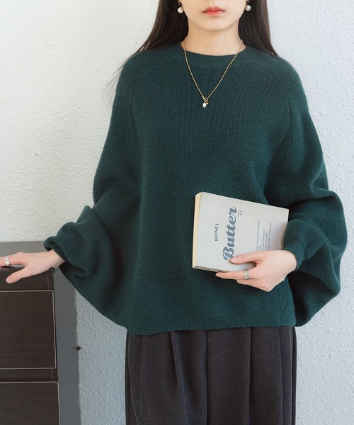 MAISON DE THERESE(メゾン ド テレーズ)の「ドルマンスリーブ クルーネックニット(ニット/セーター・レディース・レッド/グリーン/ベージュ/モカ・S)」の16枚目の写真