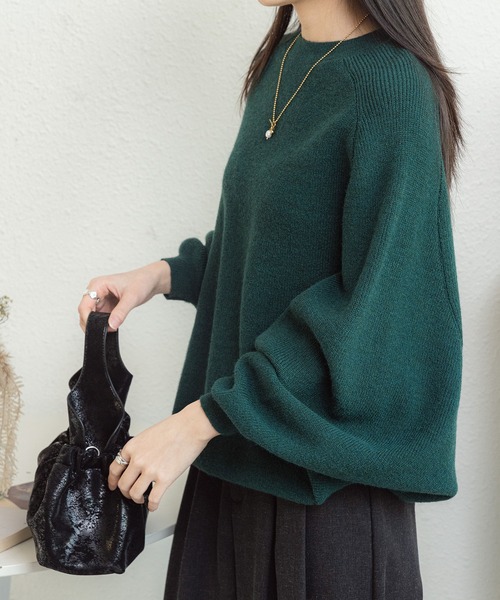MAISON DE THERESE(メゾン ド テレーズ)の「ドルマンスリーブ クルーネックニット(ニット/セーター・レディース・レッド/グリーン/ベージュ/モカ・S)」の17枚目の写真