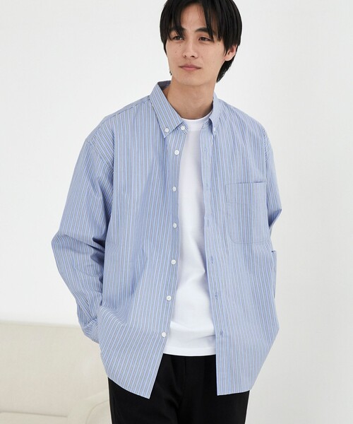 coen(コーエン)の「【ストライプ/チェック柄】アソートパターンブロードシャツ(シャツ/ブラウス・メンズ・ライトブルー/ダークグリーン/コバルトブルー/クリーム・XL/L/M)」の4枚目の写真
