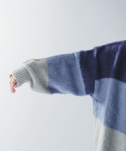 Adoon plain(アドーンプレーン)の「SHAGGY BORDER KNIT PULLOVER / シャギーボーダーニットプルオーバー(ニット/セーター・メンズ・ブラック/ネイビー・MEDIUM/LARGE)」の22枚目の写真