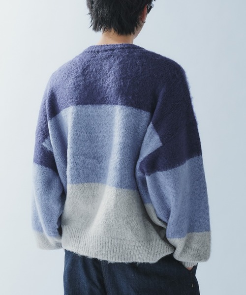 Adoon plain(アドーンプレーン)の「SHAGGY BORDER KNIT PULLOVER / シャギーボーダーニットプルオーバー(ニット/セーター・メンズ・ブラック/ネイビー・MEDIUM/LARGE)」の17枚目の写真