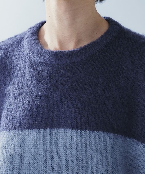 Adoon plain(アドーンプレーン)の「SHAGGY BORDER KNIT PULLOVER / シャギーボーダーニットプルオーバー(ニット/セーター・メンズ・ブラック/ネイビー・MEDIUM/LARGE)」の21枚目の写真