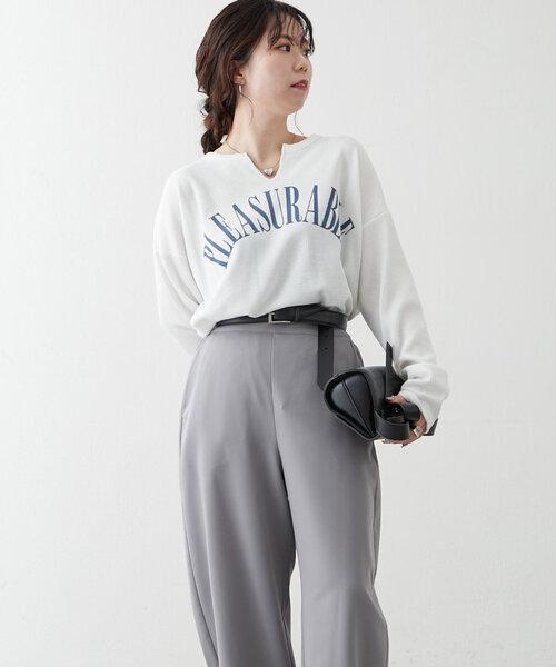 NUNIFE（ユニフィー）の「【UNISEX】サーマルロゴプルオーバー（Tシャツ/カットソー・レディース・スミクロ/オフホワイト/グレー・FREE）」の13枚目の写真