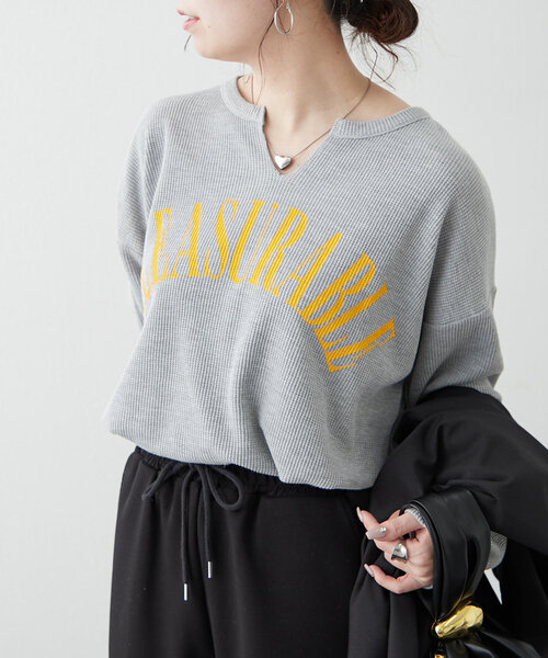 NUNIFE（ユニフィー）の「【UNISEX】サーマルロゴプルオーバー（Tシャツ/カットソー・レディース・スミクロ/オフホワイト/グレー・FREE）」の16枚目の写真