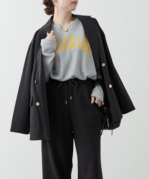 NUNIFE（ユニフィー）の「【UNISEX】サーマルロゴプルオーバー（Tシャツ/カットソー・レディース・スミクロ/オフホワイト/グレー・FREE）」の20枚目の写真