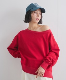 ボートネック裏毛プルオーバー ボートネックコード刺繍裏毛プルオーバー | Thevon.(ゼヴォン