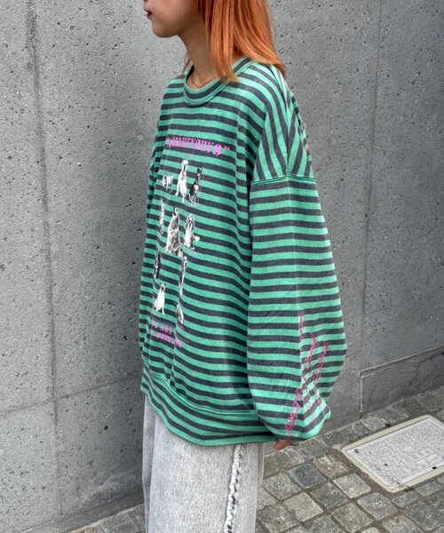 Paula Sweetヴィンテージ フリンジスウェット HOUSTON woman / ヒューストン ウーマン 2032W PIGMENT PRINT