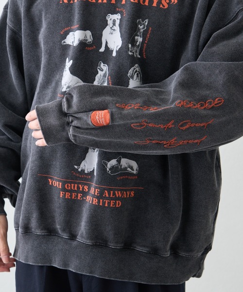 SOUNDS GOOOOD】プリント刺繍ヴィンテージスウェット（スウェット