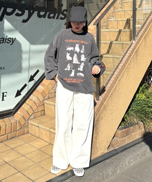 SOUNDSGOOOOD(サウンズグッド)の「【SOUNDS GOOOOD】プリント刺繍ヴィンテージスウェット(スウェット・レディース・ブラック/ベージュ/ピンク/グリーン/レッド/ベージュ系その他/ネイビー・ONE SIZE)」の9枚目の写真