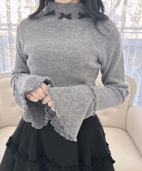 ROJITA(ロジータ)の「リボン付メロースタンドネックニット(ニット/セーター・レディース・アイボリー/グレー/ブラック・FREE)」の14枚目の写真