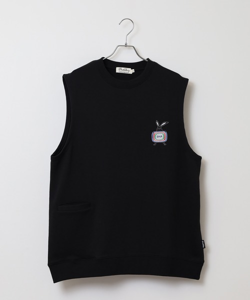 FUNALIVE(ファンアライブ)の「SHABBY テレビマーク刺繍スェットベスト unisex(ベスト・メンズ・グレイッシュベージュ/グレー/ブラック/サックスブルー・S/XL/L/M)」の5枚目の写真