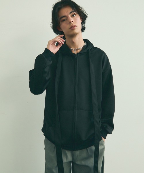 Shoowtime(ショウタイム)の「Spindle long string zip up hoodie / スピンドルロングストリングスジップアップフーディ(パーカー・メンズ・ブラック/グレー・X-LARGE/LARGE/MEDIUM)」の5枚目の写真