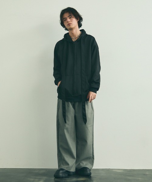 Shoowtime(ショウタイム)の「Spindle long string zip up hoodie / スピンドルロングストリングスジップアップフーディ(パーカー・メンズ・ブラック/グレー・X-LARGE/LARGE/MEDIUM)」の9枚目の写真