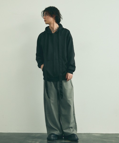 Shoowtime(ショウタイム)の「Spindle long string zip up hoodie / スピンドルロングストリングスジップアップフーディ(パーカー・メンズ・ブラック/グレー・X-LARGE/LARGE/MEDIUM)」の10枚目の写真