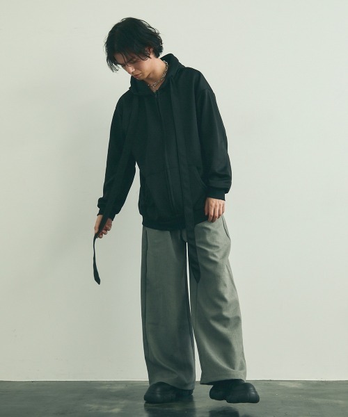 Shoowtime(ショウタイム)の「Spindle long string zip up hoodie / スピンドルロングストリングスジップアップフーディ(パーカー・メンズ・ブラック/グレー・X-LARGE/LARGE/MEDIUM)」の11枚目の写真