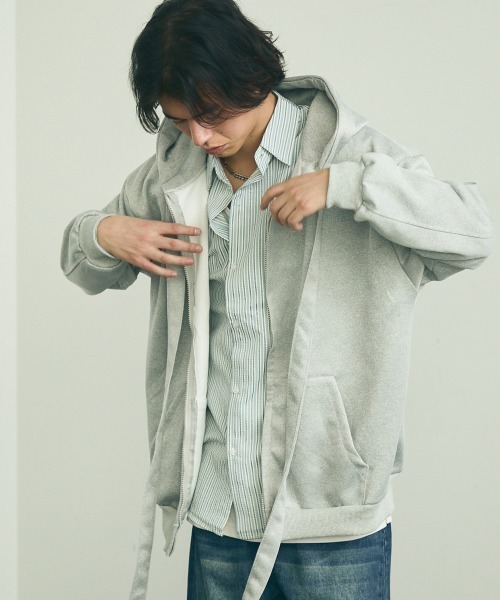 Shoowtime(ショウタイム)の「Spindle long string zip up hoodie / スピンドルロングストリングスジップアップフーディ(パーカー・メンズ・ブラック/グレー・X-LARGE/LARGE/MEDIUM)」の17枚目の写真