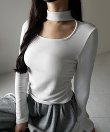 ※※【 3color / 裏起毛 】スクエアネックチョーカーシャーリングトップス / square neck choker shirring tops
