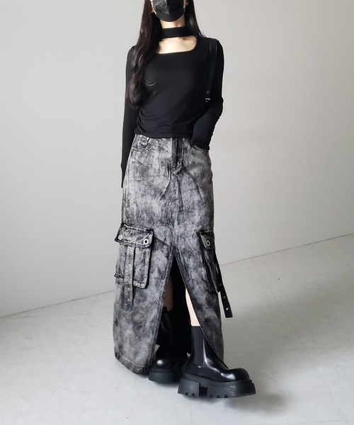 me+em select(ミームセレクト)の「※※【 3color / 裏起毛 】スクエアネックチョーカーシャーリングトップス / square neck choker shirring tops(Tシャツ/カットソー・レディース・ホワイト/ブラック/グレー・FREE)」の22枚目の写真