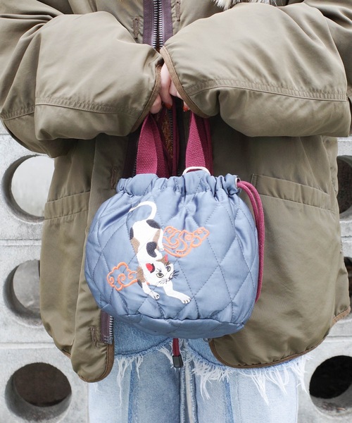 HOUSTON(ヒューストン)の「HOUSTON / SATIN EFFECT BAG(CAT) / 6007W(ショルダーバッグ・レディース・ネイビー/ミント/ピンク・ONESIZE)」の3枚目の写真
