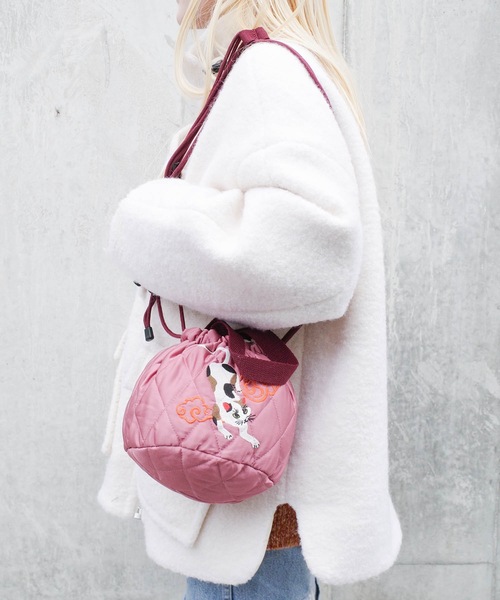 HOUSTON(ヒューストン)の「HOUSTON / SATIN EFFECT BAG(CAT) / 6007W(ショルダーバッグ・レディース・ネイビー/ミント/ピンク・ONESIZE)」の1枚目の写真