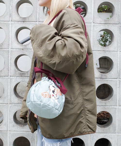 HOUSTON(ヒューストン)の「HOUSTON / SATIN EFFECT BAG(CAT) / 6007W(ショルダーバッグ・レディース・ネイビー/ミント/ピンク・ONESIZE)」の2枚目の写真
