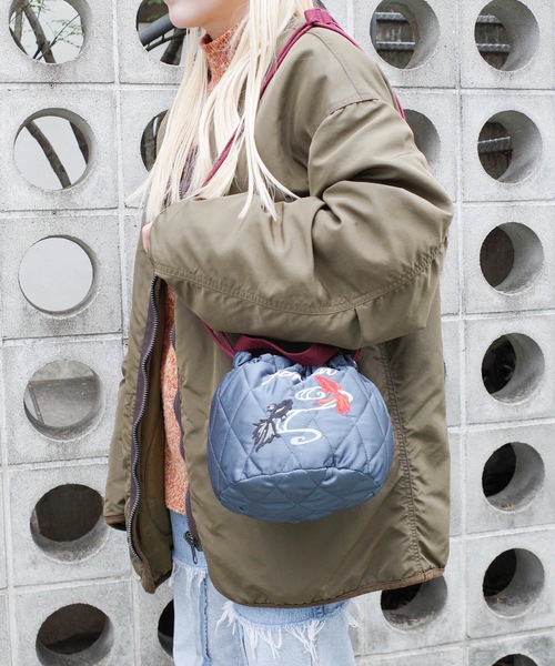 HOUSTON(ヒューストン)の「HOUSTON / SATIN EFFECT BAG(CAT) / 6007W(ショルダーバッグ・レディース・ネイビー/ミント/ピンク・ONESIZE)」の9枚目の写真