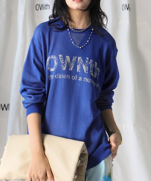 OWNth(オンス)の「グラデOWNthロゴニットトップス(ニット/セーター・レディース・ベージュ/ブラック/ブルー・ONESIZE)」の1枚目の写真