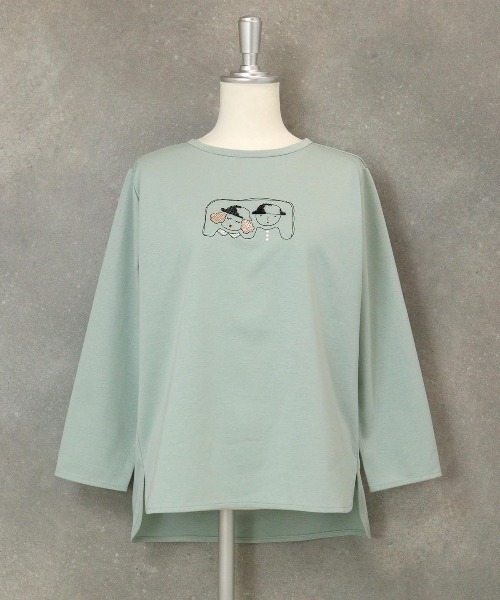 STUDIO PICONE(スタジオピッコーネ)の「UV冷感デザイン刺繍長袖Tシャツ(Tシャツ/カットソー・レディース・ライトグリーン/ホワイト/ライトパープル/ブラック・M/L/LL)」の4枚目の写真