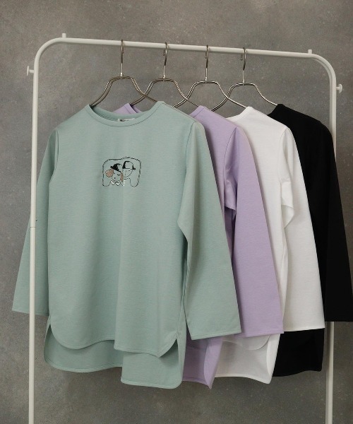 STUDIO PICONE(スタジオピッコーネ)の「UV冷感デザイン刺繍長袖Tシャツ(Tシャツ/カットソー・レディース・ライトグリーン/ホワイト/ライトパープル/ブラック・M/L/LL)」の16枚目の写真