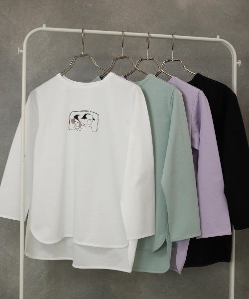 STUDIO PICONE(スタジオピッコーネ)の「UV冷感デザイン刺繍長袖Tシャツ(Tシャツ/カットソー・レディース・ライトグリーン/ホワイト/ライトパープル/ブラック・M/L/LL)」の17枚目の写真