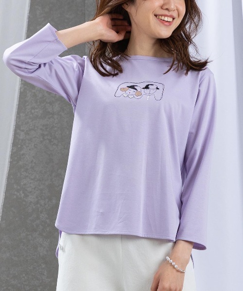 STUDIO PICONE(スタジオピッコーネ)の「UV冷感デザイン刺繍長袖Tシャツ(Tシャツ/カットソー・レディース・ライトグリーン/ホワイト/ライトパープル/ブラック・M/L/LL)」の18枚目の写真
