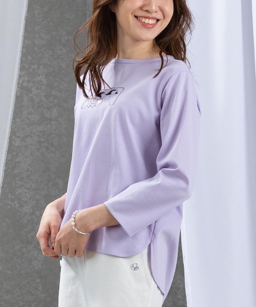 STUDIO PICONE(スタジオピッコーネ)の「UV冷感デザイン刺繍長袖Tシャツ(Tシャツ/カットソー・レディース・ライトグリーン/ホワイト/ライトパープル/ブラック・M/L/LL)」の19枚目の写真