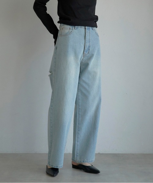 MINERTE(ミネルテ)の「【MINERTE】back damaged denim pants / バックダメージデニムパンツ(デニムパンツ・レディース・ブラック/ライトブルー・M/S)」の13枚目の写真