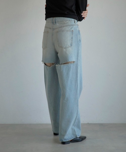 MINERTE(ミネルテ)の「【MINERTE】back damaged denim pants / バックダメージデニムパンツ(デニムパンツ・レディース・ブラック/ライトブルー・M/S)」の16枚目の写真