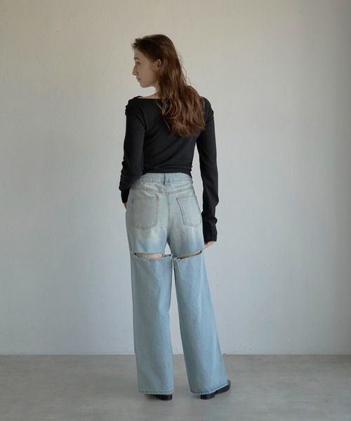 セール】【MINERTE】back damaged denim pants / バックダメージ