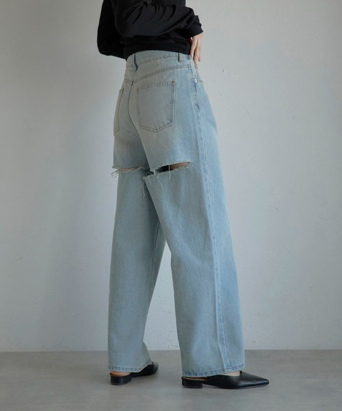 MINERTE(ミネルテ)の「【MINERTE】back damaged denim pants / バックダメージデニムパンツ(デニムパンツ・レディース・ブラック/ライトブルー・M/S)」の21枚目の写真