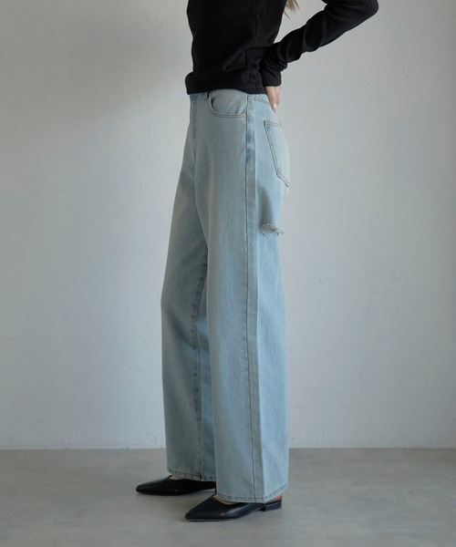 MINERTE(ミネルテ)の「【MINERTE】back damaged denim pants / バックダメージデニムパンツ(デニムパンツ・レディース・ブラック/ライトブルー・M/S)」の22枚目の写真
