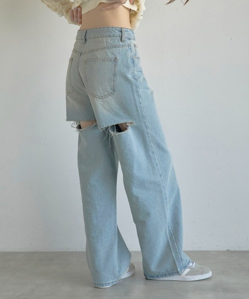 セール】【MINERTE】back damaged denim pants / バックダメージ