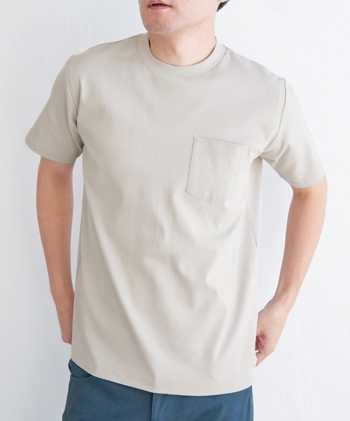 IKKA LOUNGE(イッカラウンジ)の「ポンチクルーネックジャケットTシャツ(Tシャツ/カットソー・メンズ・ライトグレー/ホワイト・XL/L/M/S)」の1枚目の写真