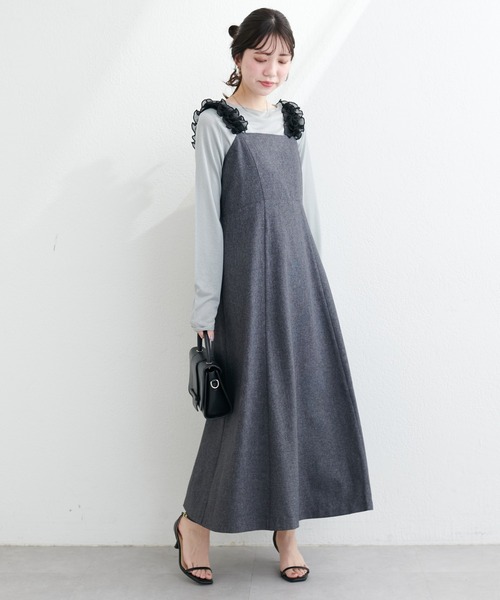 natural couture(ナチュラルクチュール)の「肩フリルフレアワンピース(ワンピース・レディース・ブラック系その他/グレー系その他/ブラウン系その他・FREE)」の2枚目の写真