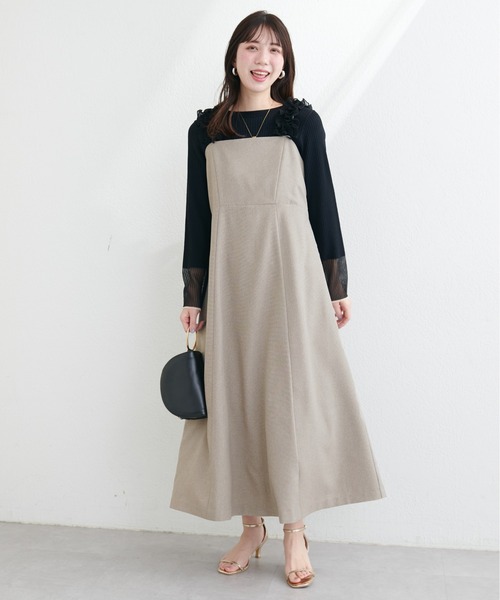 natural couture(ナチュラルクチュール)の「肩フリルフレアワンピース(ワンピース・レディース・ブラック系その他/グレー系その他/ブラウン系その他・FREE)」の5枚目の写真