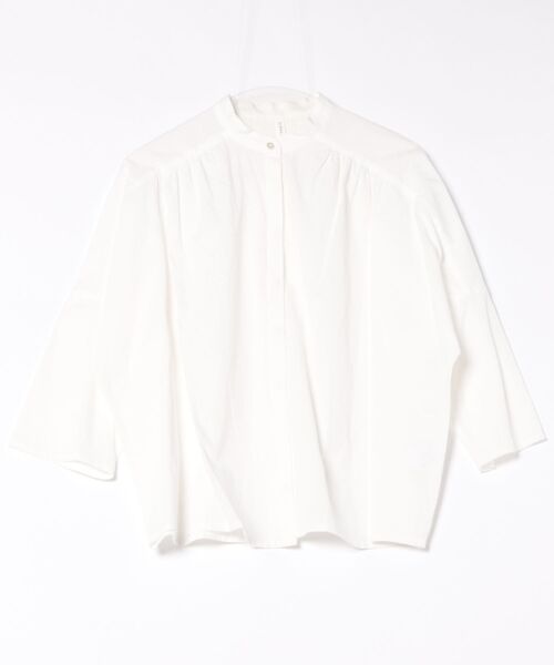 SIPULI（シプリ）の「Slab Yarn Cotton Lawn ピンタックギャザーブラウス（シャツ/ブラウス・レディース・ホワイト/ブルー・2）」の11枚目の写真