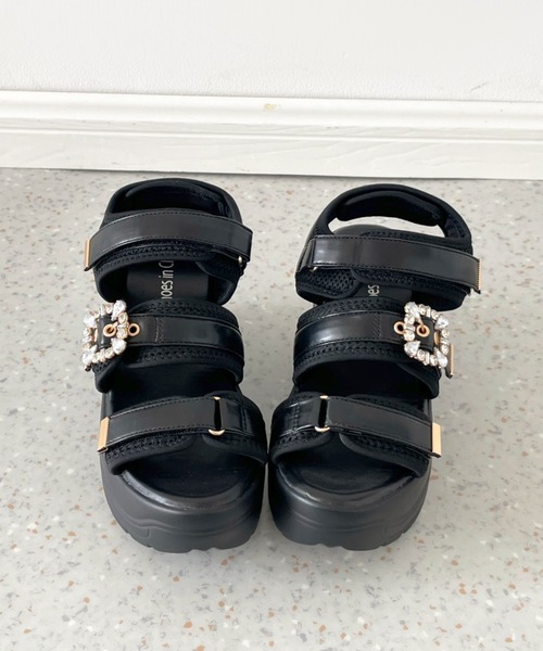 Shoes in Closet(シューズインクローゼット)の「【残りわずか!】+9.0㎝ 超軽量 厚底 ビジューバックル サンダル 5989(サンダル・レディース・ホワイト/アイボリー/ブラック・LL/S/M/L)」の18枚目の写真