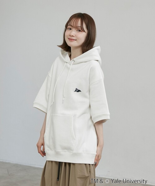 coen（コーエン）の「YALE別注 半袖スウェットパーカー（パーカー・メンズ・ホワイト/ネイビー/コバルトブルー・M/L/XL）」の6枚目の写真