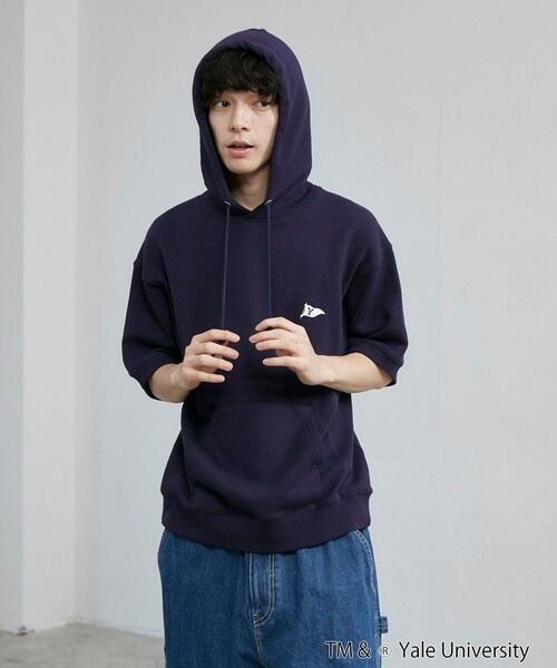 coen（コーエン）の「YALE別注 半袖スウェットパーカー（パーカー・メンズ・ホワイト/ネイビー/コバルトブルー・M/L/XL）」の13枚目の写真