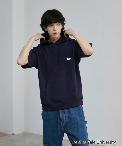 coen（コーエン）の「YALE別注 半袖スウェットパーカー（パーカー・メンズ・ホワイト/ネイビー/コバルトブルー・M/L/XL）」の15枚目の写真
