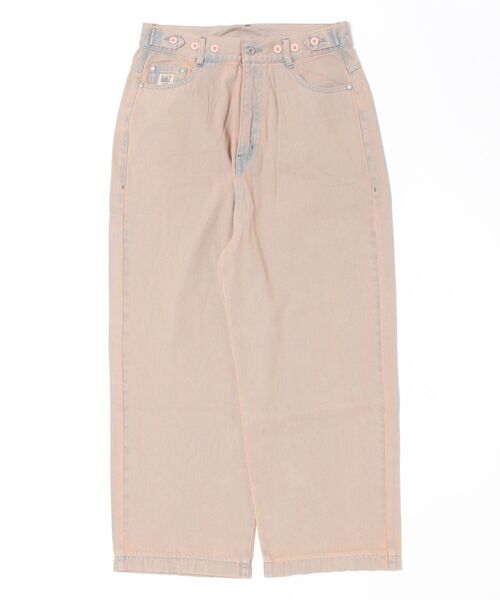 DOUBLE NAME(ダブルネーム)の「【ウエストサイズ調節可能/ユニセックス】ウエスト調節カラーオーバーダイデニムパンツ(デニムパンツ・レディース・グレー/ピンク/ベージュ・FREE)」の12枚目の写真