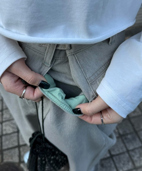 DOUBLE NAME(ダブルネーム)の「【ウエストサイズ調節可能/ユニセックス】ウエスト調節カラーオーバーダイデニムパンツ(デニムパンツ・レディース・グレー/ピンク/ベージュ・FREE)」の21枚目の写真