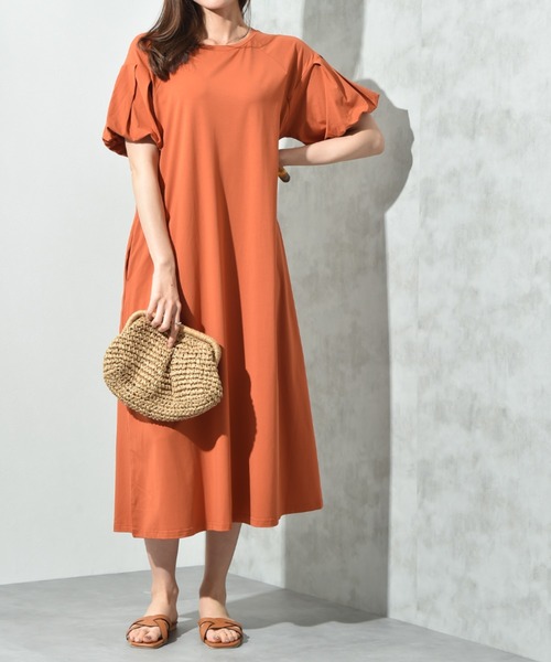 INTERPLANET（インタープラネット）の「【接触冷感】バルーンスリーブカットワンピース（ワンピース・レディース・オレンジ/グレー/ブラック・FREE）」の3枚目の写真